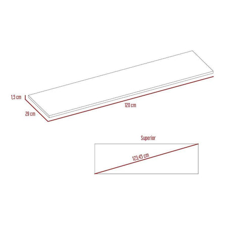 Repisa wengue 120x1.5cm Rectangular con Un Entrepaño - Repisas y Percheros | Bylmo