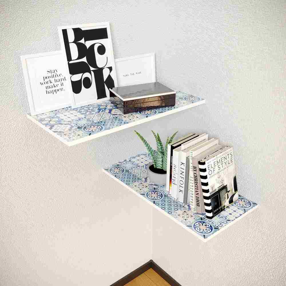 Repisa Print Blanco y Azul 60 cm Rectangular - Repisas y Percheros | Bylmo