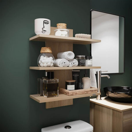 Repisa Ray Rovere 48 cm Rectangular Flotante con Entrepaños - Repisas y Percheros | Bylmo