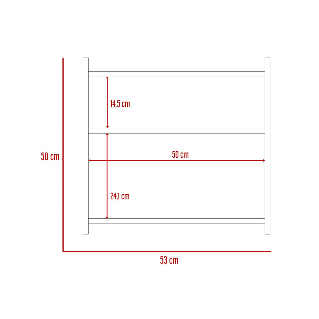 Repisa Vera Rovere 53x50cm Rectangular con Tres Entrepaños - Repisas y Percheros | Bylmo