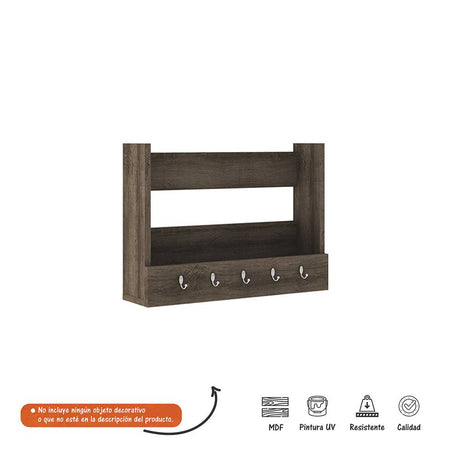 Repisa Cafe 50 cm Rectangular con Perchero - Repisas y Percheros | Bylmo