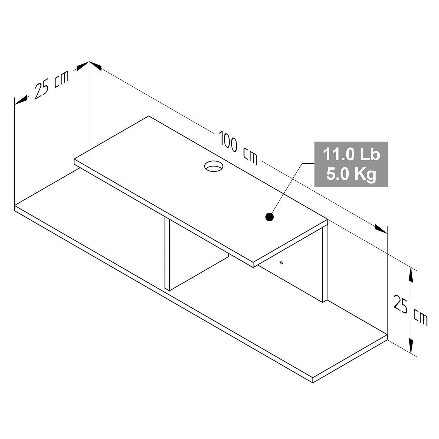 Repisa Chantilly 101x101cm Rectangular con Dos Entrepaños - Repisas y Percheros | Bylmo