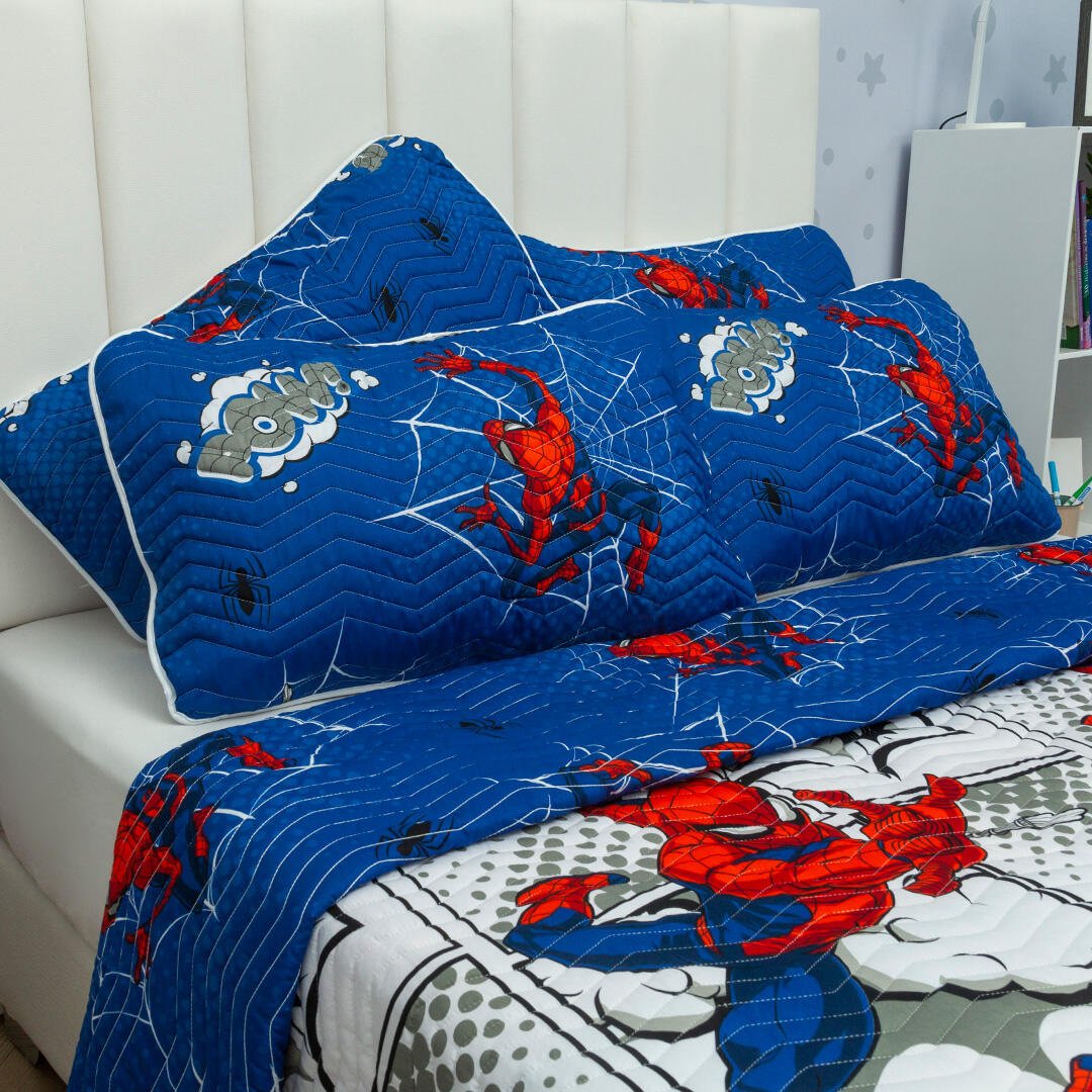 Cubrelecho Español Infantil Azul para Cama Semidoble 120 X 190 Cm Doble Faz de Spiderman - Ropa de Cama | Bylmo