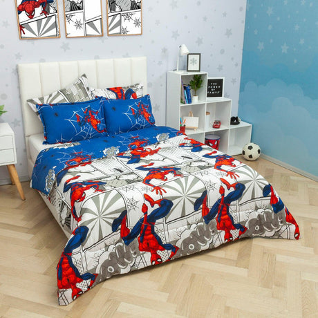 Cubrelecho Acolchado Infantil Azul Oscuro para Cama Semidoble 120 X 190 Cm Doble Faz de Spiderman - Otros textiles | Bylmo
