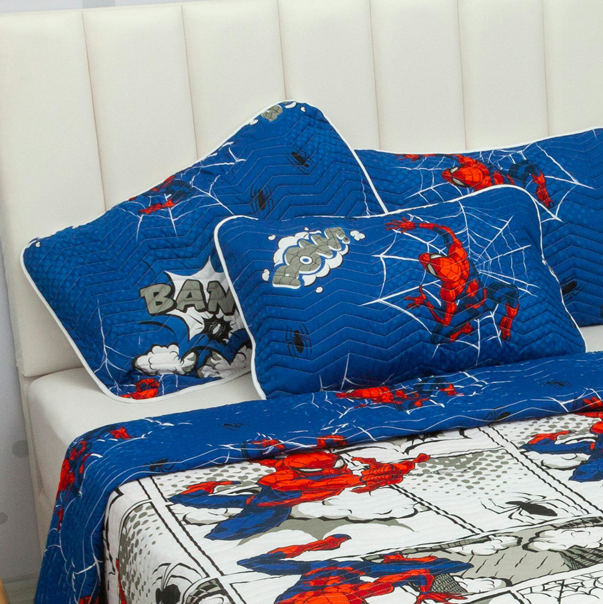Cubrelecho Español Infantil Azul Oscuro para Cama Sencillo 100 X 190 Cm Doble Faz de Spiderman - Ropa de Cama | Bylmo