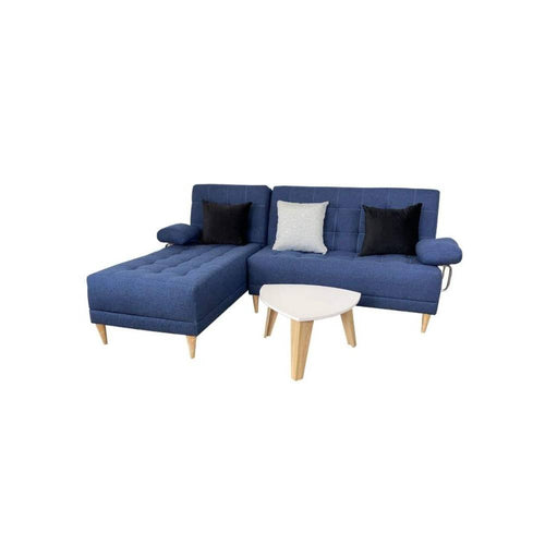 Combo Sofa Cama, Mesa y Cojines London Azul 200 cm + OBSEQUIO: Cojines