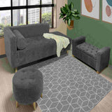 Sala Chaise Long Gris 163 cm con Sofá, Banqueta Baúl y Puff - Combos Sala | Bylmo