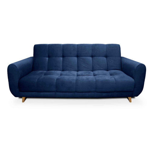 Sala Clic Clac Archer Azul 210 cm con Sofá de 3 Puestos y 2 Poltronas Reclinables Grises
