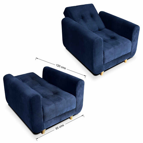 Sala Clic Clac Archer Azul 210 cm con Sofá de 3 Puestos y 2 Poltronas Reclinables - Combos Sala | Bylmo