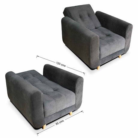 Sala Clic Clac Archer Gris 210 cm con Sofá de 3 Puestos y 2 Poltronas Reclinables - Combos Sala | Bylmo