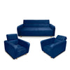 Sala Clic Clack Úngaro Azul 200 cm con Sofá de 3 Puestos y 2 Poltronas Reclinables