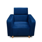 Sala Clic Clack Úngaro Azul 200 cm con Sofá de 3 Puestos y 2 Poltronas Reclinables