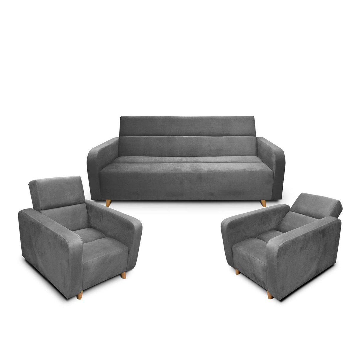 Sala Clic Clack Úngaro Gris 200 cm con Sofá de 3 Puestos y 2 Poltronas Reclinables - Combos Sala | Bylmo