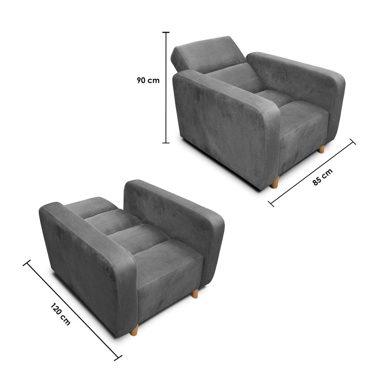 Sala Clic Clack Úngaro Gris 200 cm con Sofá de 3 Puestos y 2 Poltronas Reclinables - Combos Sala | Bylmo