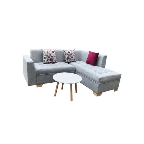 Combo Sofa, Mesa y Cojines Osaki Gris 190 cm + OBSEQUIO: Cojines