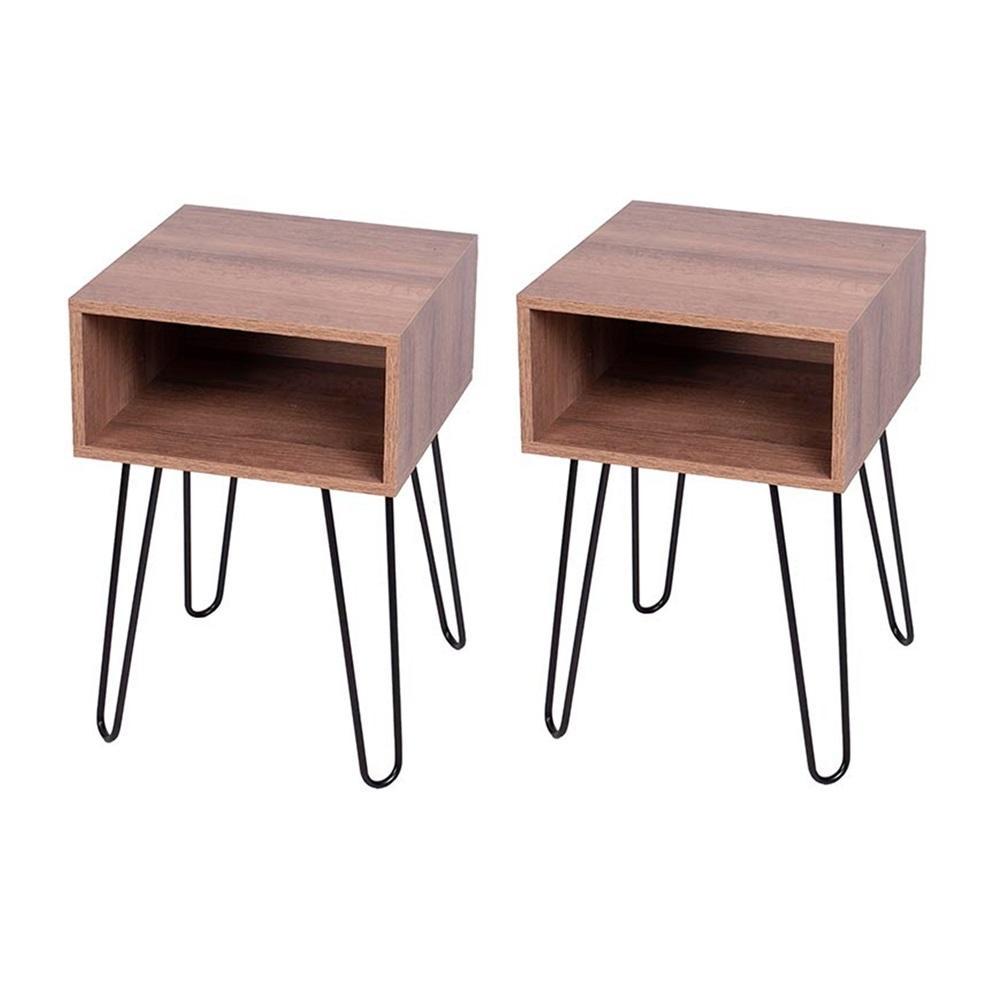 Mesa de Noche x 2 Paris Amareto y Negro 40 cm - Mesas de Noche | Bylmo