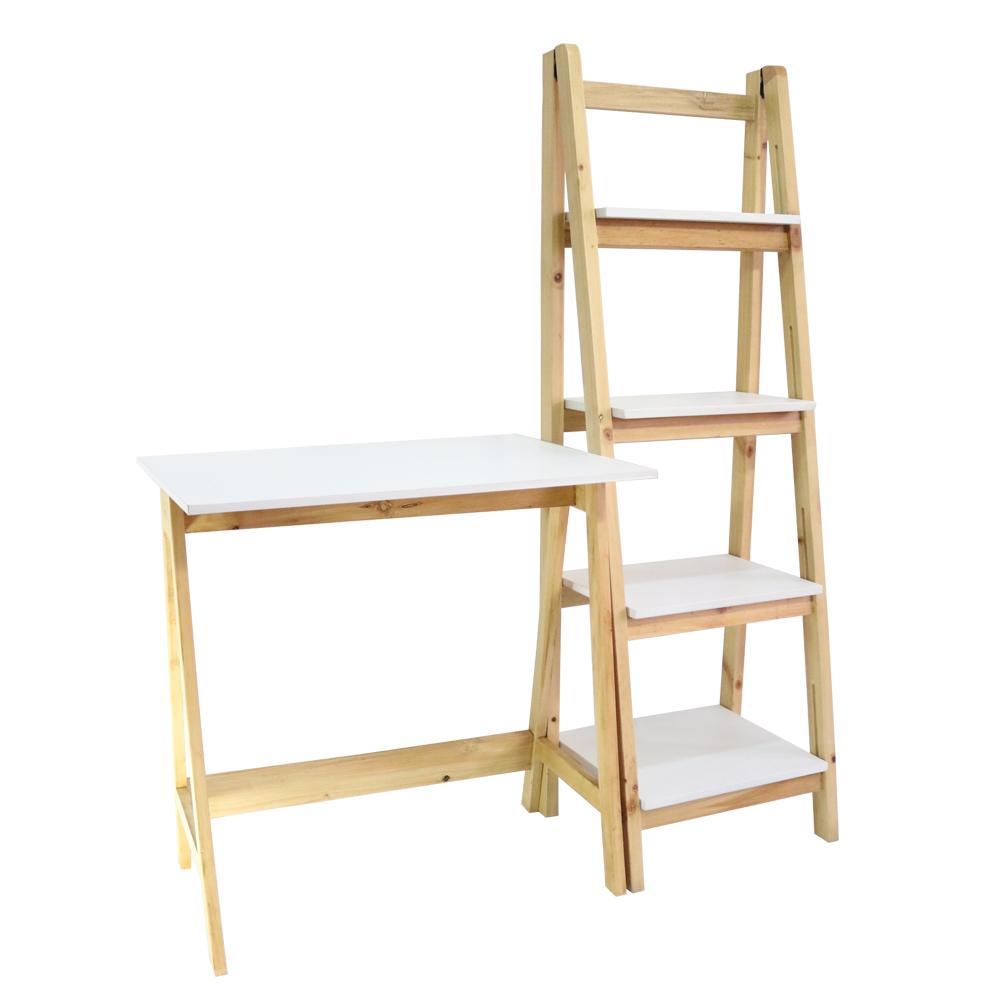 Combo Escritorio y Biblioteca Canadá Pino 75 cm con Entrepaños - Escritorios y Archivadores | Bylmo
