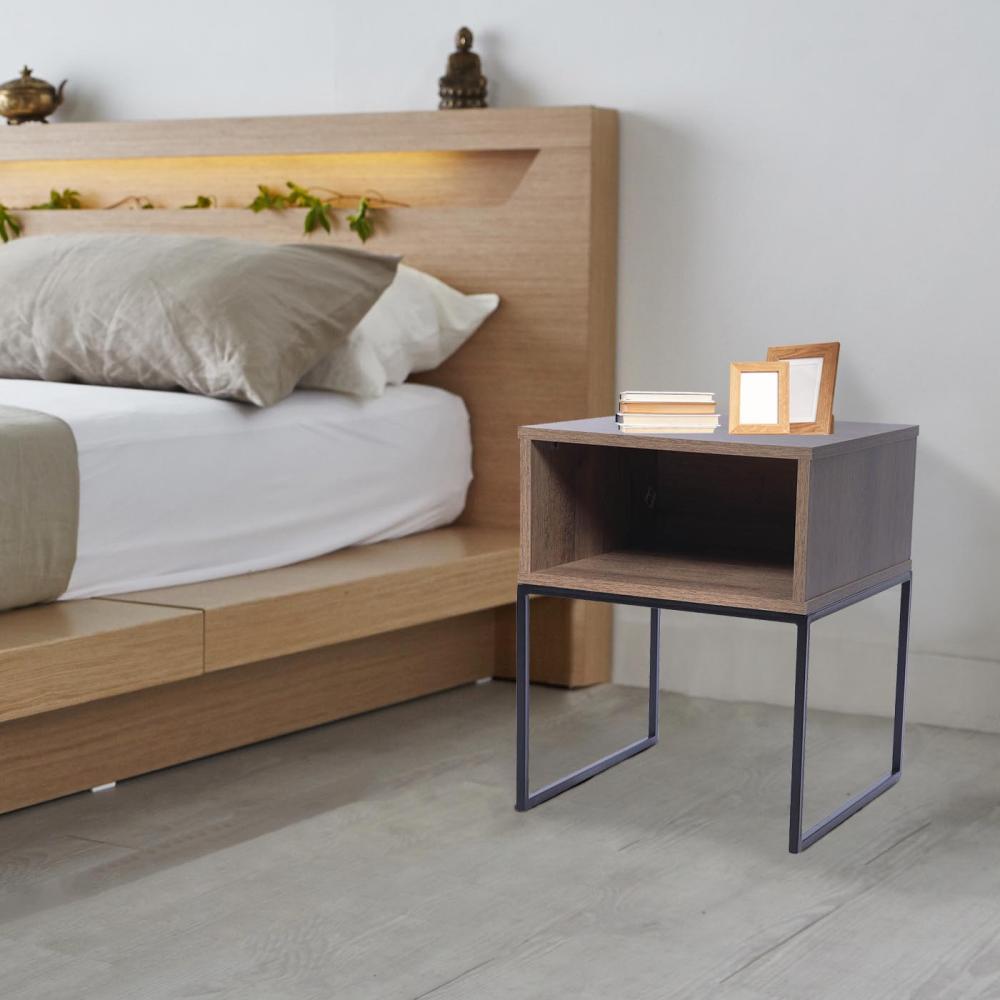 Mesa de Noche x 2 York Amareto y Negro 55 cm - Mesas de Noche | Bylmo