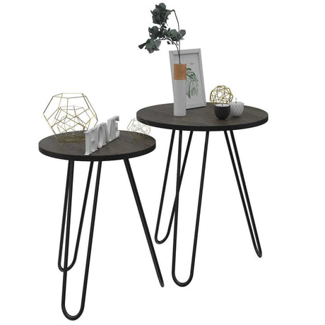 Set X2 Mesas de Centro Mamba Coñac 50x60cm Circular con Patas - Mesas | Bylmo