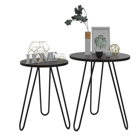 Set X2 Mesas de Centro Mamba Coñac 50x60cm Circular con Patas - Mesas | Bylmo