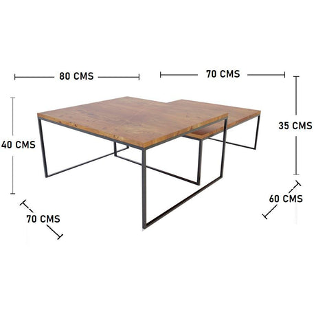 Set x 2 Mesas New York Amareto 80 cm Rectangulares - Mesas | Bylmo
