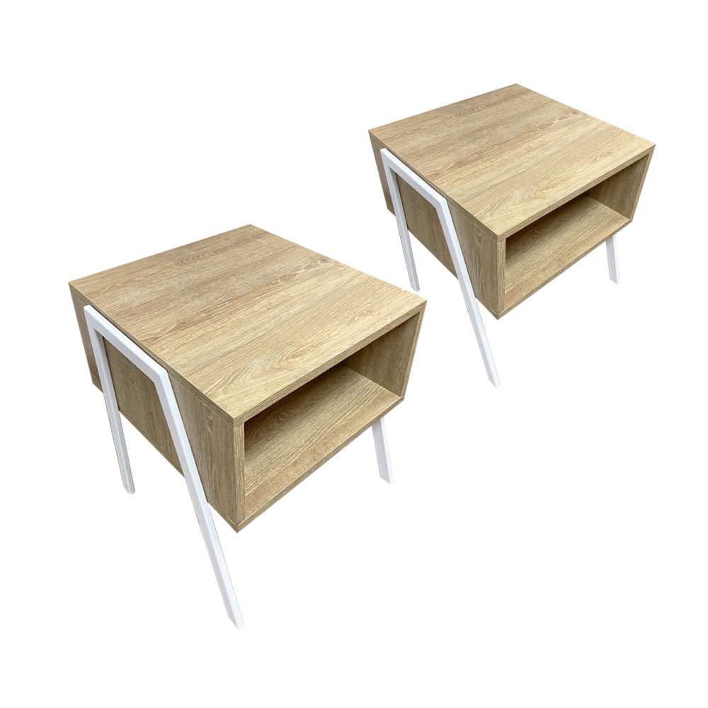 Mesa de Noche x 2 Nord Vienes y Blanco 40 cm - Mesas de Noche | Bylmo