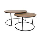 Set X2 Mesas de Centro Dubai Amaretto 80 cm Circulares con Patas Metálicas - Mesas de Centro | Bylmo
