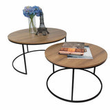 Set X2 Mesas de Centro Dubai Amaretto 80 cm Circulares con Patas Metálicas - Mesas de Centro | Bylmo