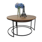 Set X2 Mesas de Centro Dubai Amaretto 80 cm Circulares con Patas Metálicas - Mesas de Centro | Bylmo