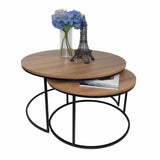 Set X2 Mesas de Centro Dubai Amaretto 80 cm Circulares con Patas Metálicas - Mesas de Centro | Bylmo