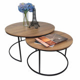 Set X2 Mesas de Centro Dubai Amaretto 80 cm Circulares con Patas Metálicas - Mesas de Centro | Bylmo