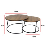 Set X2 Mesas de Centro Dubai Amaretto 80 cm Circulares con Patas Metálicas - Mesas de Centro | Bylmo