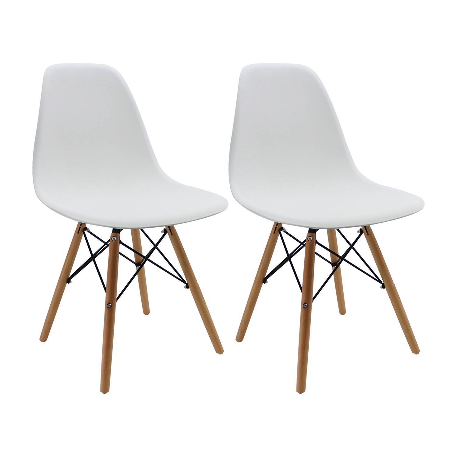 Set x 2 Sillas DKR Blanco 47x81cm Asiento Cuadrado con Espaldar - Sillas y Butacos | Bylmo