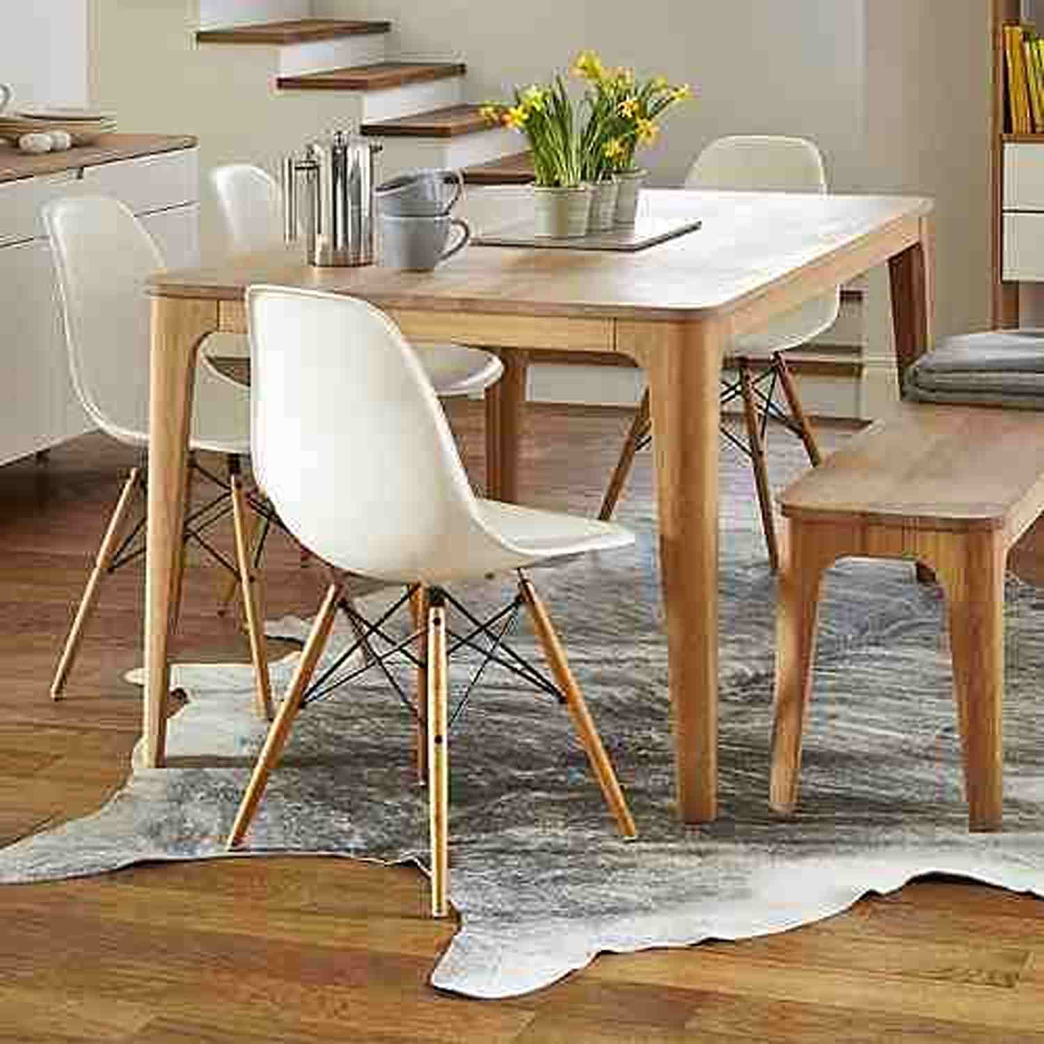 Set x 2 Sillas DKR Blanco 47x81cm Asiento Cuadrado con Espaldar - Sillas y Butacos | Bylmo