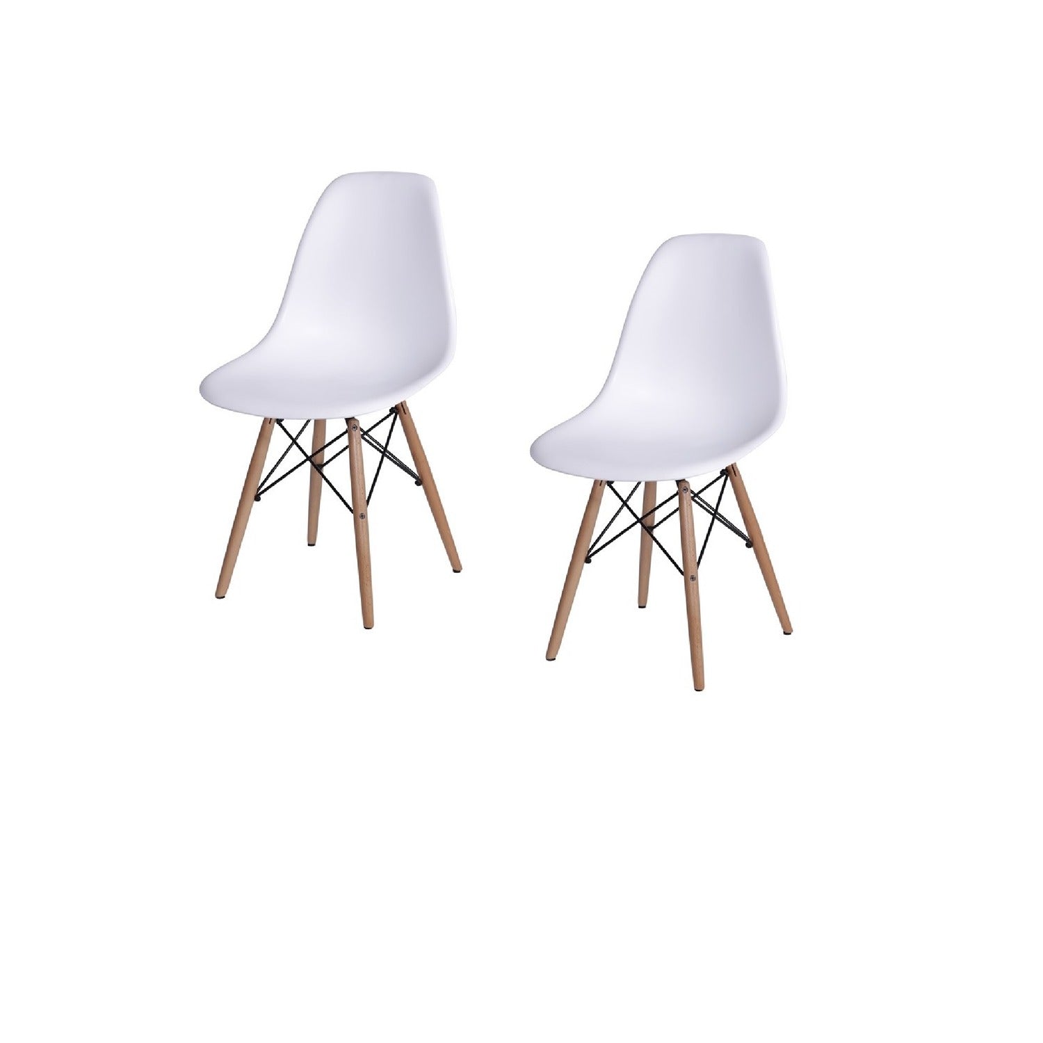 Set x 2 Sillas DKR Blanco 47x81cm Asiento Cuadrado con Espaldar - Sillas y Butacos | Bylmo