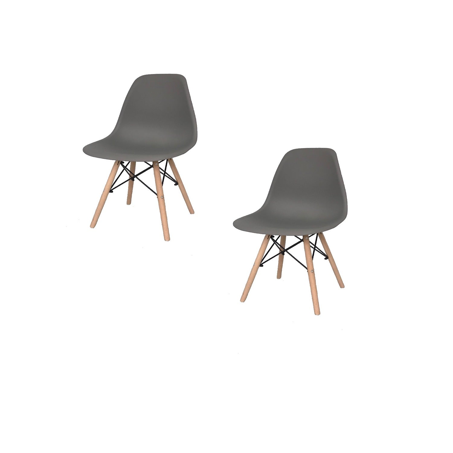 Set x 2 Sillas DKR Gris 47x81cm Asiento Cuadrado con Espaldar - Sillas y Butacos | Bylmo