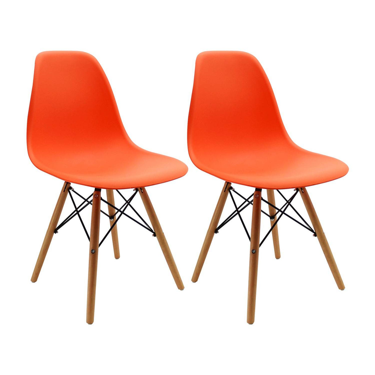 Set x 2 Sillas DKR Naranja 47x81cm Asiento Cuadrado con Espaldar - Sillas y Butacos | Bylmo