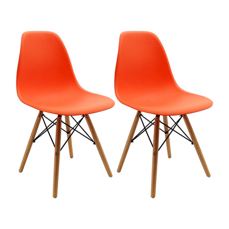 Set x 2 Sillas DKR Naranja 47x81cm Asiento Cuadrado con Espaldar - Sillas y Butacos | Bylmo