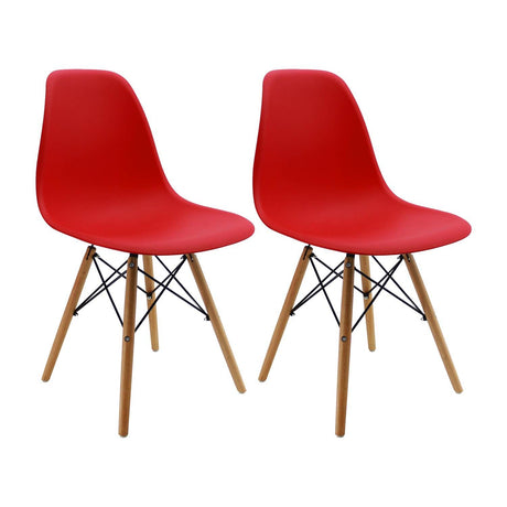 Set x 2 Sillas DKR Rojo 47x81cm Asiento Cuadrado con Espaldar - Sillas y Butacos | Bylmo