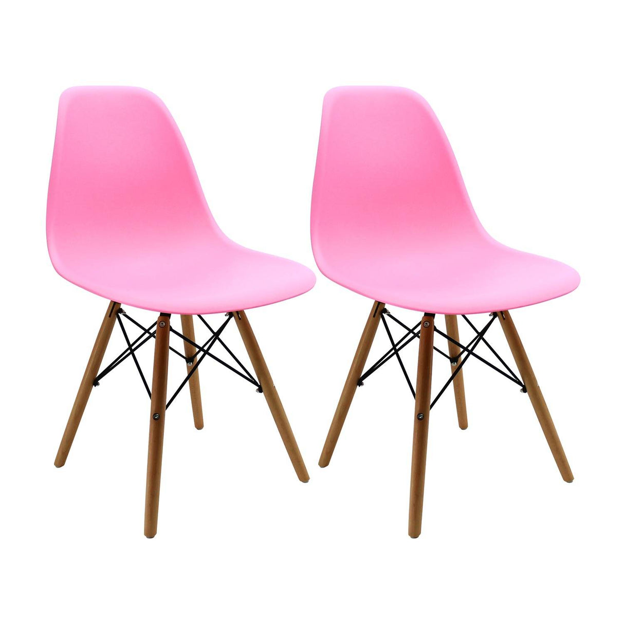 Set x 2 Sillas DKR Rosado 47x81cm Asiento Cuadrado con Espaldar - Sillas y Butacos | Bylmo