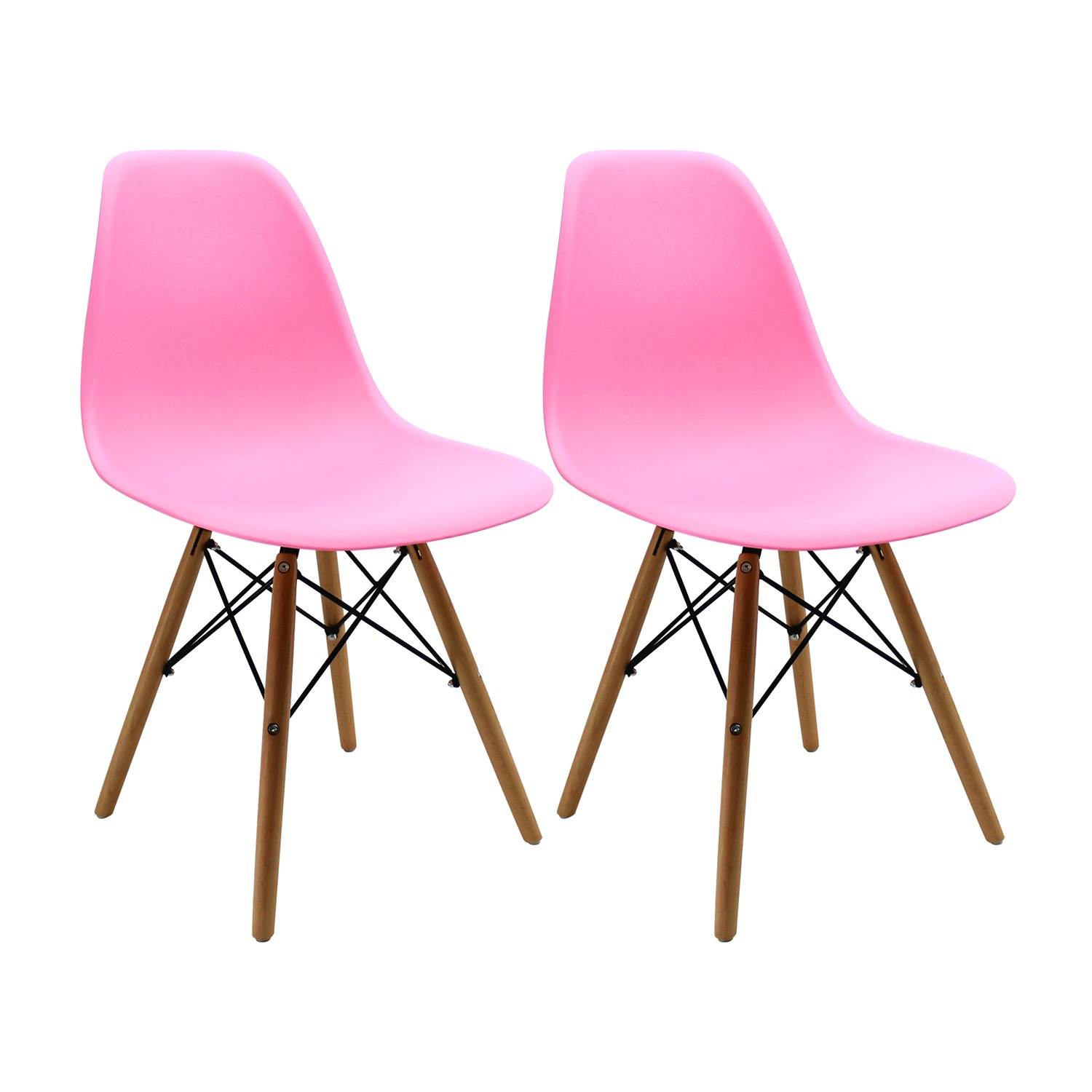 Set x 2 Sillas DKR Rosado 47x81cm Asiento Cuadrado con Espaldar - Sillas y Butacos | Bylmo