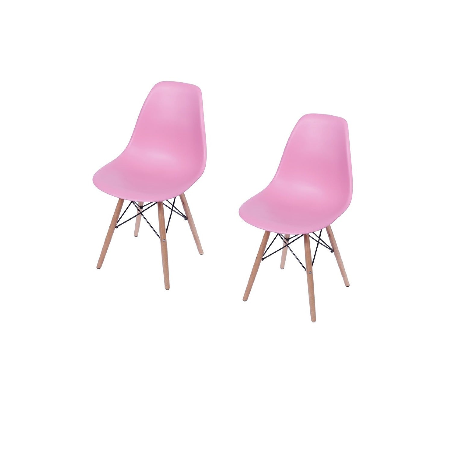 Set x 2 Sillas DKR Rosado 47x81cm Asiento Cuadrado con Espaldar - Sillas y Butacos | Bylmo