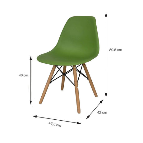 Set x 2 Sillas DKR Verde 47x81cm Asiento Cuadrado con Espaldar - Sillas y Butacos | Bylmo