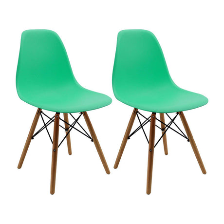 Set x 2 Sillas DKR Verde menta 47x81cm Asiento Cuadrado con Espaldar - Sillas y Butacos | Bylmo