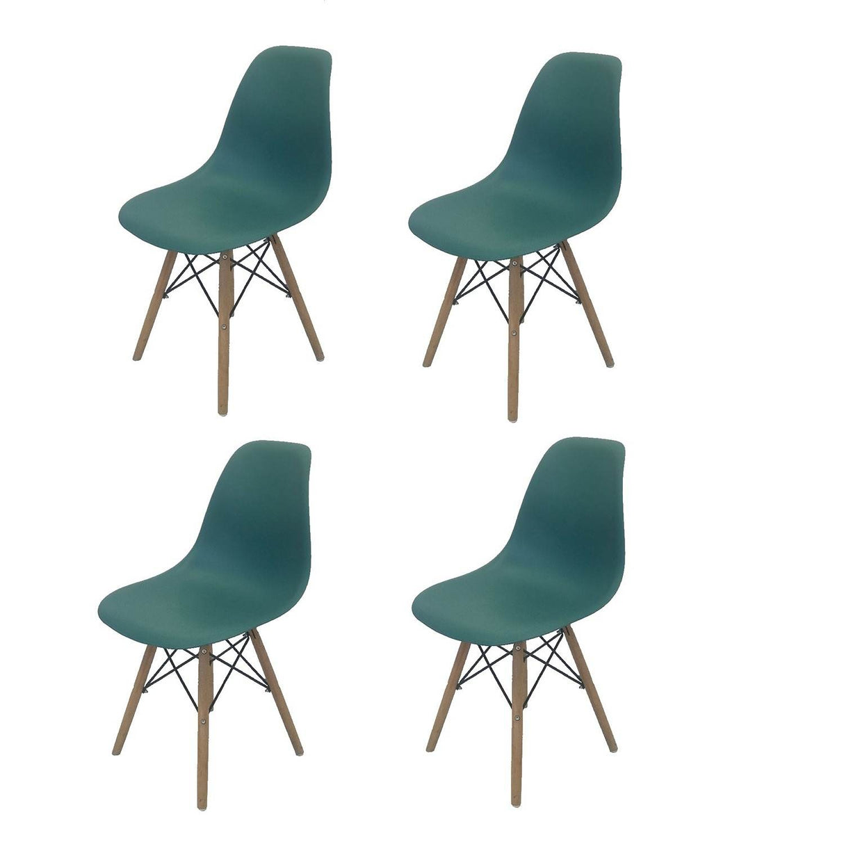Set x 4 Sillas DKR Azul Petróleo 47x81cm Asiento Cuadrado con Espaldar - Sillas y Butacos | Bylmo