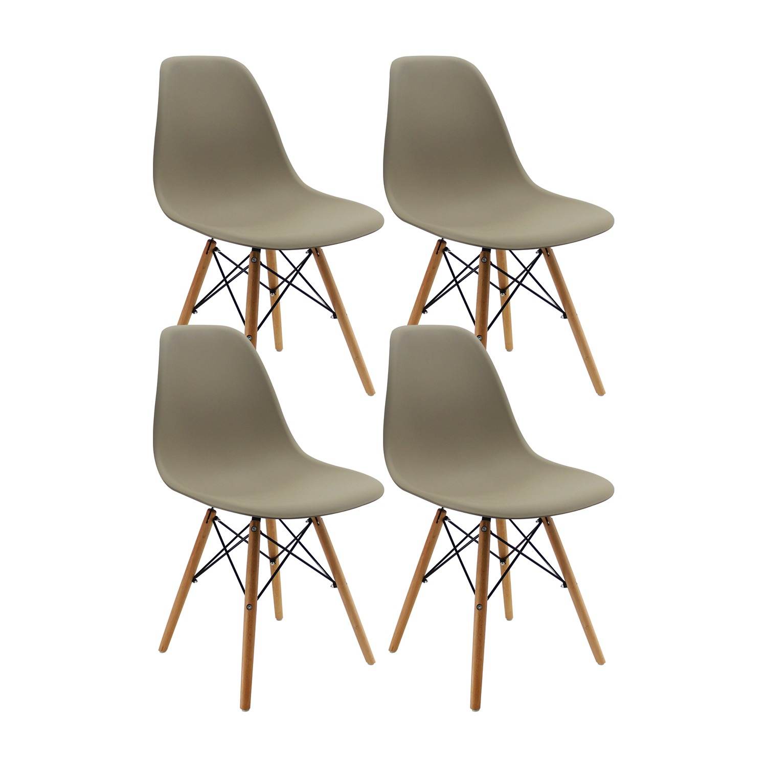 Set x 4 Sillas DKR Beige 47x81cm Asiento Cuadrado con Espaldar - Sillas y Butacos | Bylmo