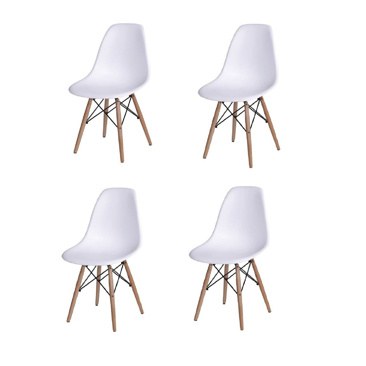 Set x 4 Sillas DKR Blanco 47x81cm Asiento Cuadrado con Espaldar - Sillas y Butacos | Bylmo