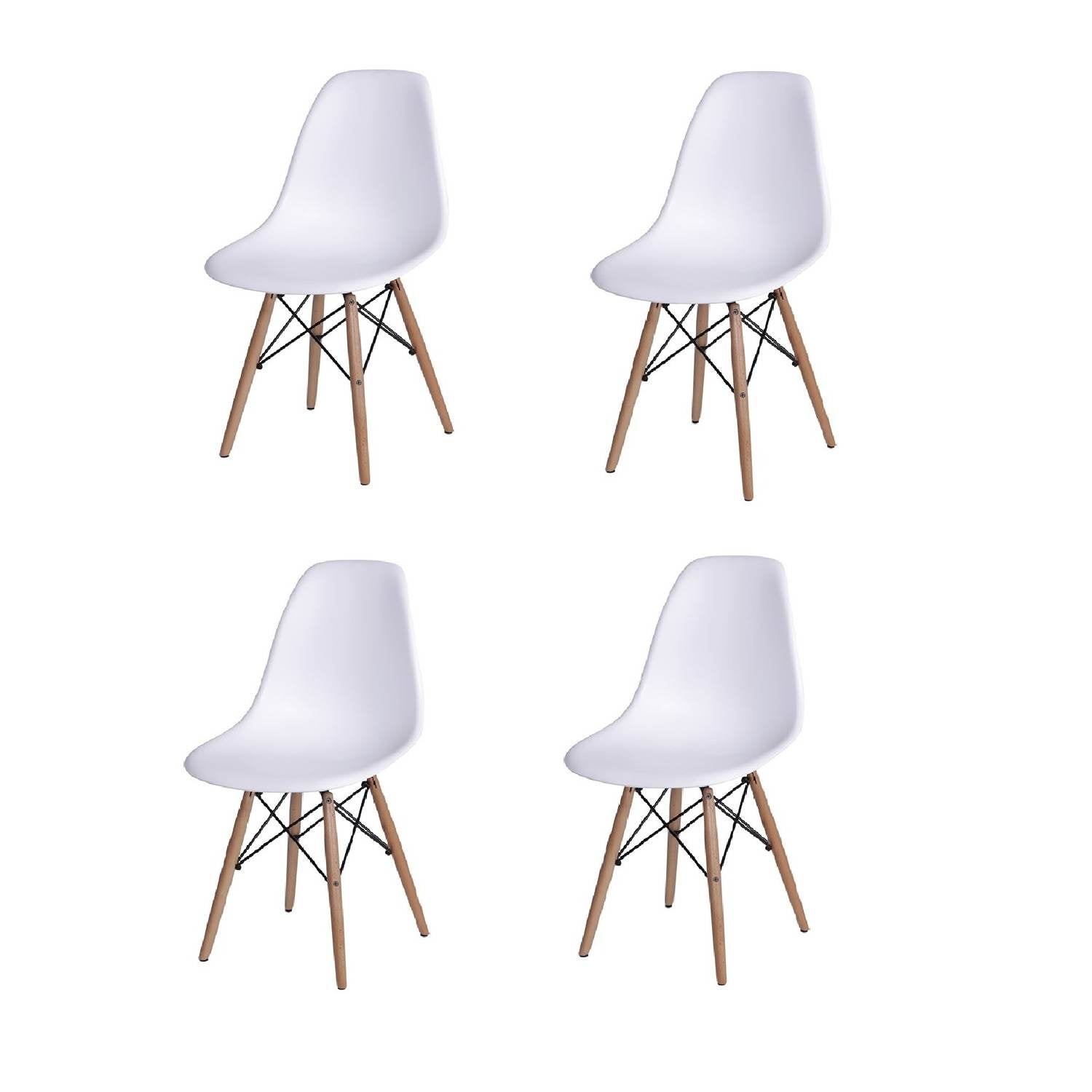 Set x 4 Sillas DKR Blanco 47x81cm Asiento Cuadrado con Espaldar - Sillas y Butacos | Bylmo