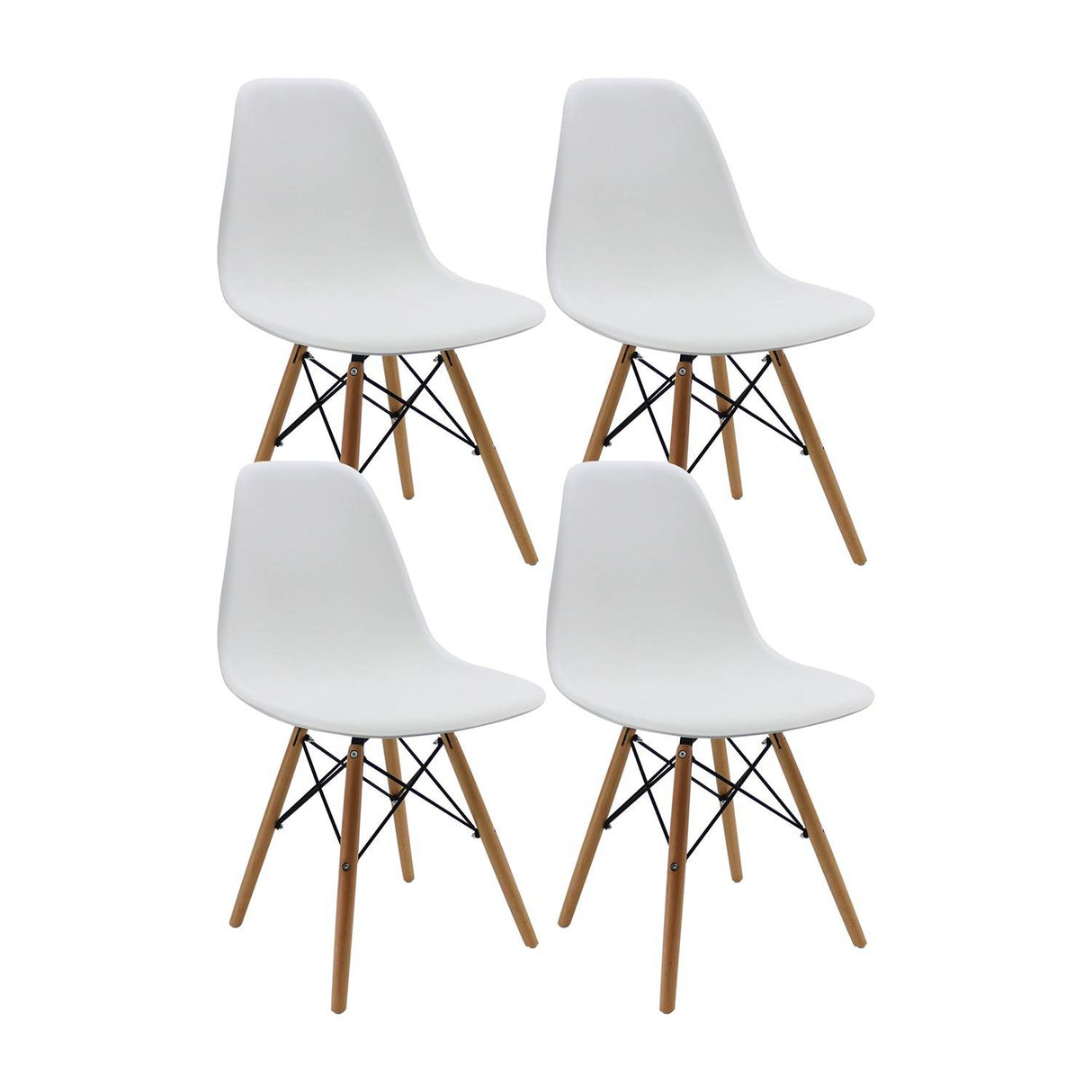 Set x 4 Sillas DKR Blanco 47x81cm Asiento Cuadrado con Espaldar - Sillas y Butacos | Bylmo