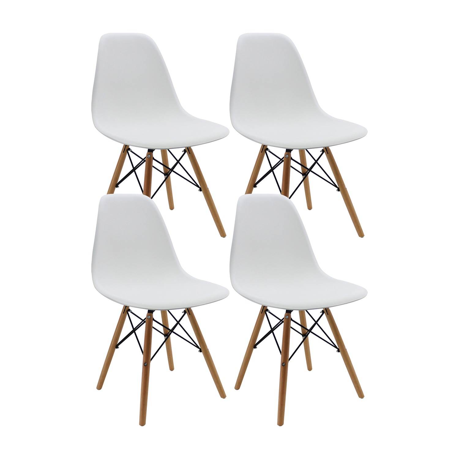 Set x 4 Sillas DKR Blanco 47x81cm Asiento Cuadrado con Espaldar - Sillas y Butacos | Bylmo